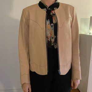 Sandro leather jacket with scalloped edges
